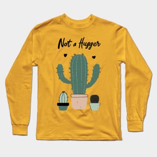 Not a hugger boho cactus design Long Sleeve T-Shirt